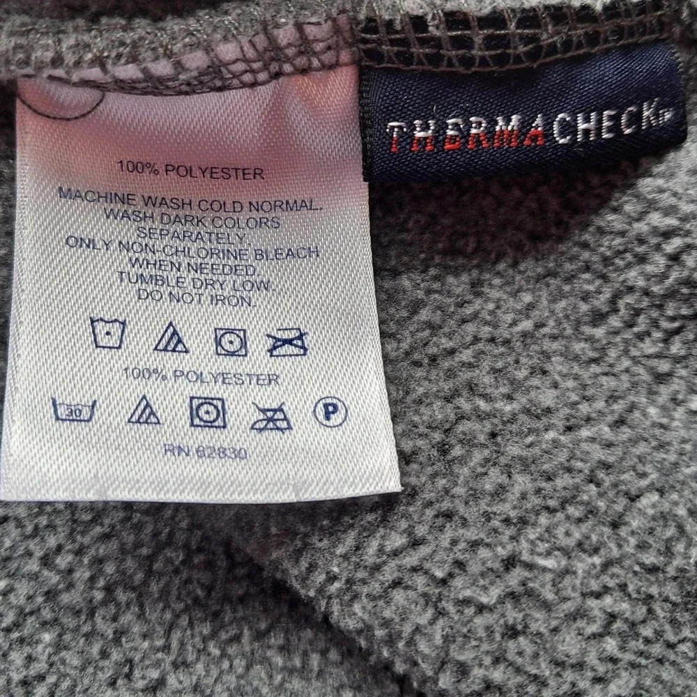 Lands' End Mens XL ThermaCheck Fleece Jacket Gray Full Zip Mock Neck 46-48‎